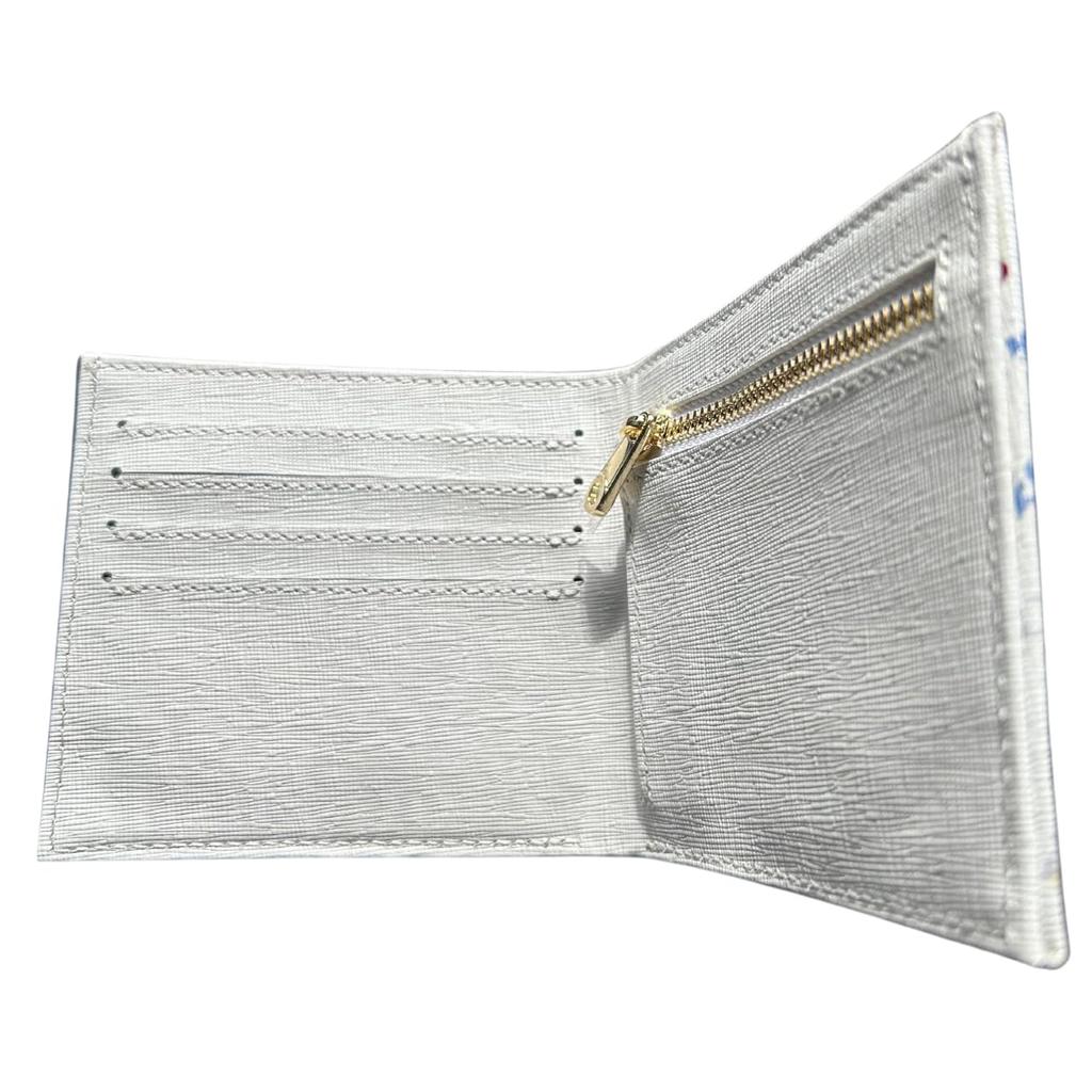 Kochi Bifold Wallet, dünn, kompakt, Weiß x Bunt [Marke Kochi] (Rindsleder, Typ)