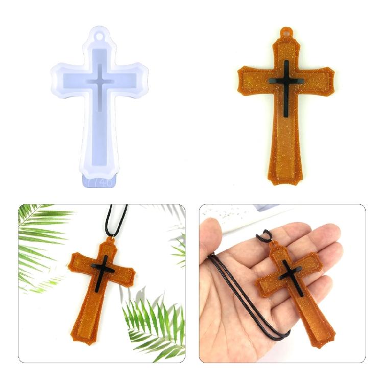 Cross Silicone Resin Mold Crucifix Epoxy Casting Resin Mold for Jewelry Making,Crafts DIY,Pendant,Kechain,Home Decor