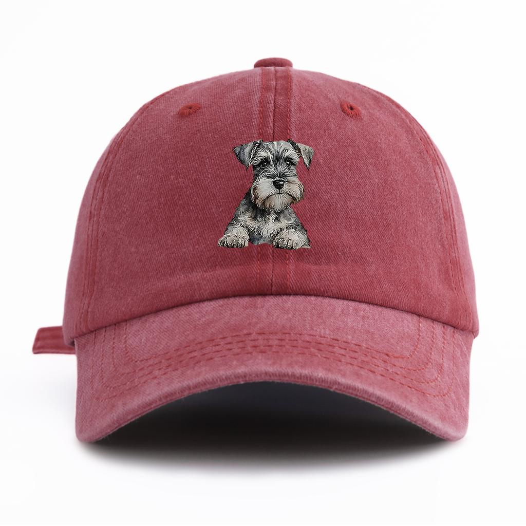 1pc Schnauzer Print Washed Baseball Cap for Adults  Minimalist Retro Style Casual Soft Adjustable Dad Hat Perfect As Gift