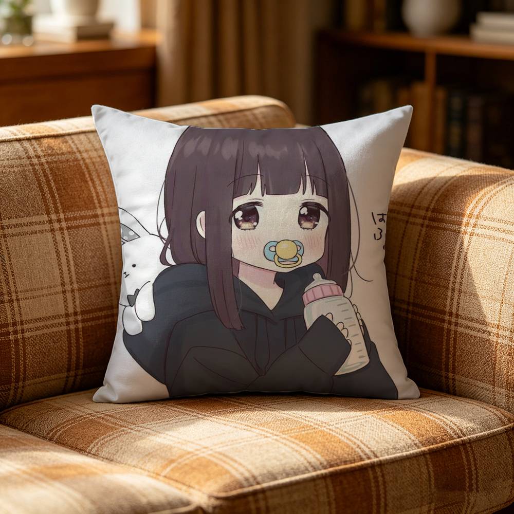 Cute MMenhera CChan Girl Pillow Case Pattern Printed Pillowcase For Living Room Sofa Cushion Cover