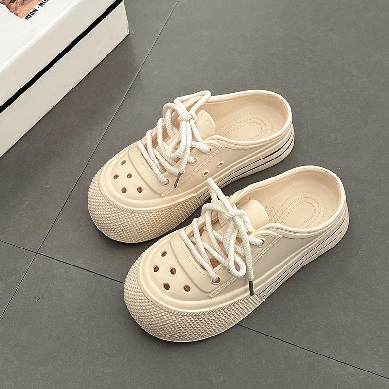 

Korean version of simple outer wear thick-soled heightening hole shoes for women s 2025 spring new breathable, comfortable and fashionable bag head 39-40