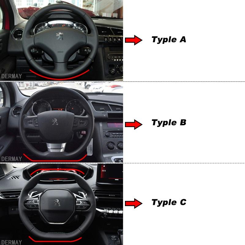 for Peugeot 3008 2007~2023 T84 P84 DERMAY Car Steering Wheel Cover Silica Gel PU Leather Non-slip Massage Auto Accessories