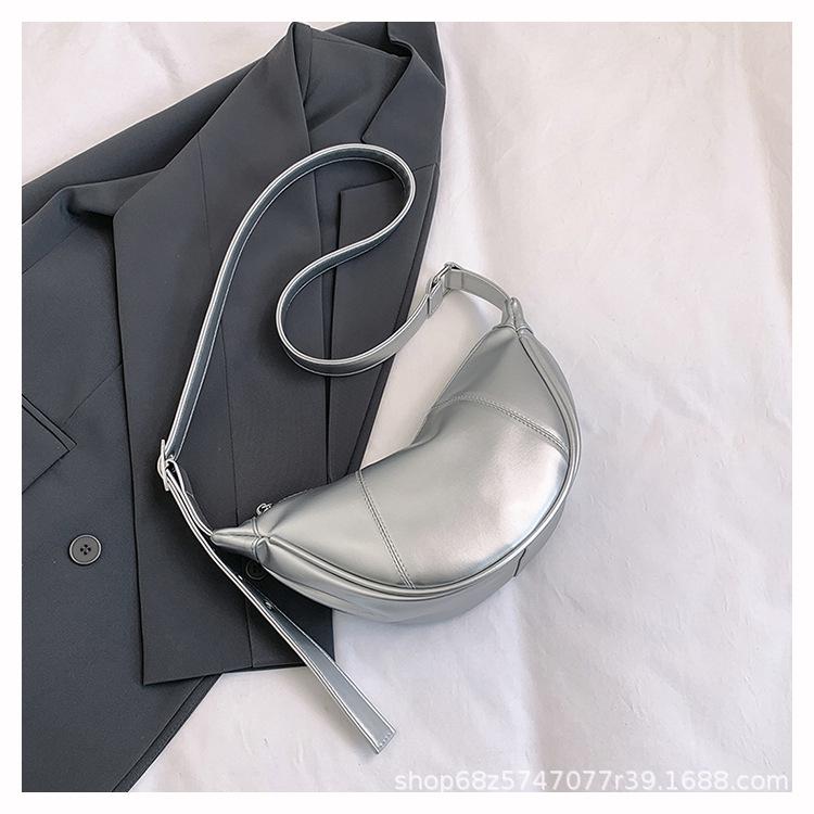 New Stylish Simple Casual High-end Dumpling Bag Versatile Commuter Solid Color Niche Design Messenger Bag Woman