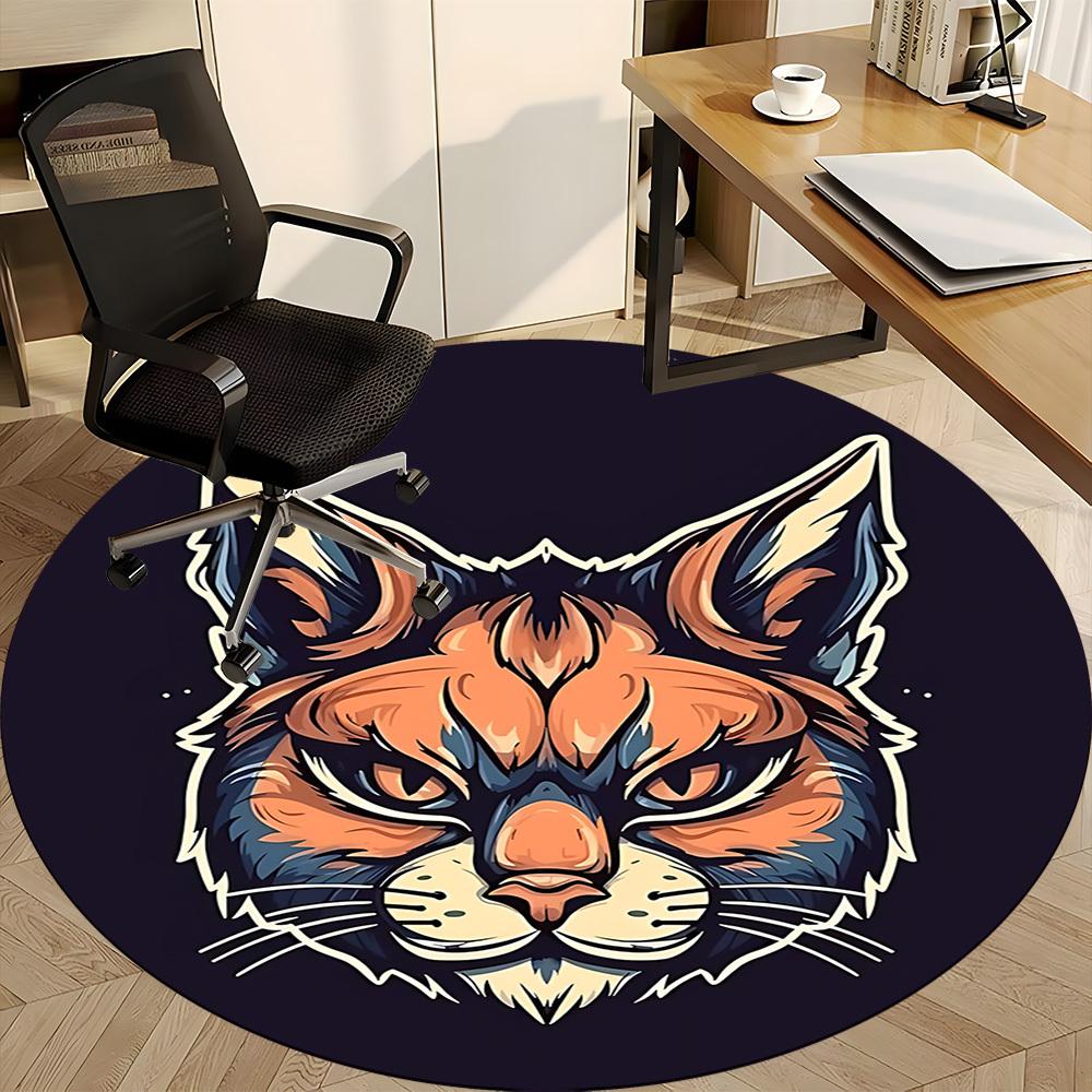 1pc Cat Whiskers Office Round Area Rug, Indoor Mat Suitable For Office, Under Office Chairs Bedroom Living Room Home Decor, Room Deco 046