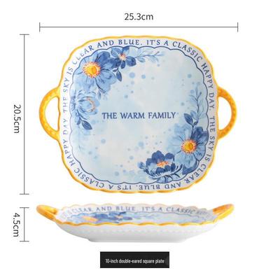 Yu Yi Angel Keramik Doppelohr Quadratisches Plattenset