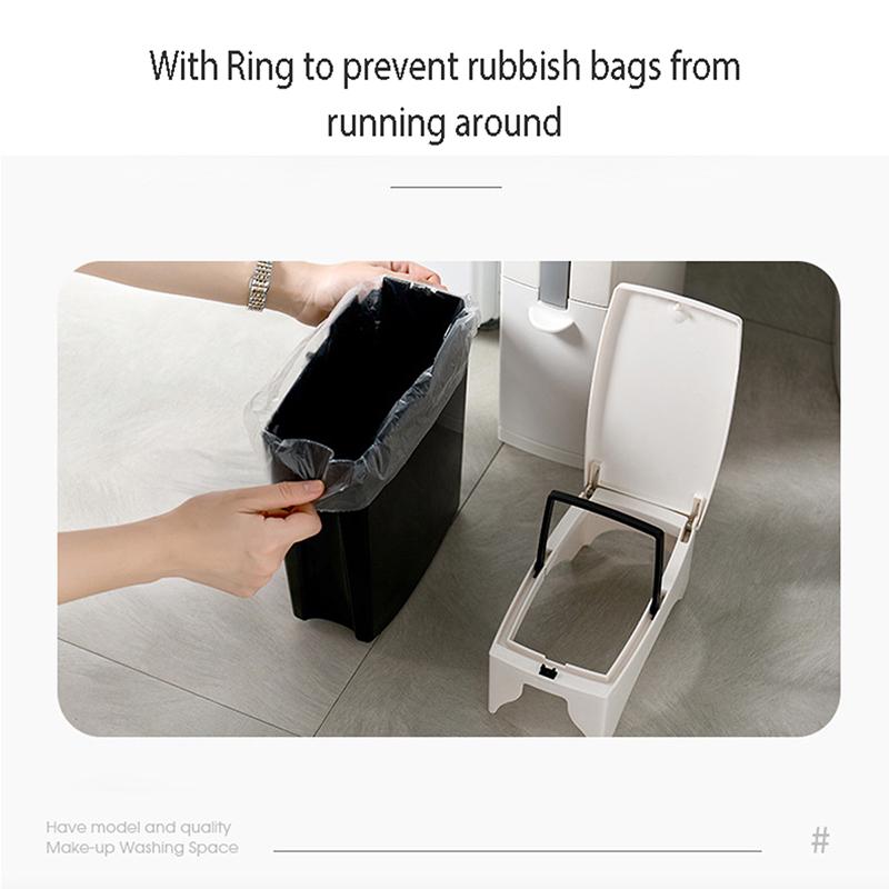 3 in 1 Plastic Narrow Plastic Trash Can Set with Toilet Brush Bathroom Waste Bin Dustbin Trash Cans Garbage Bucket Garbage Bag Dispenser