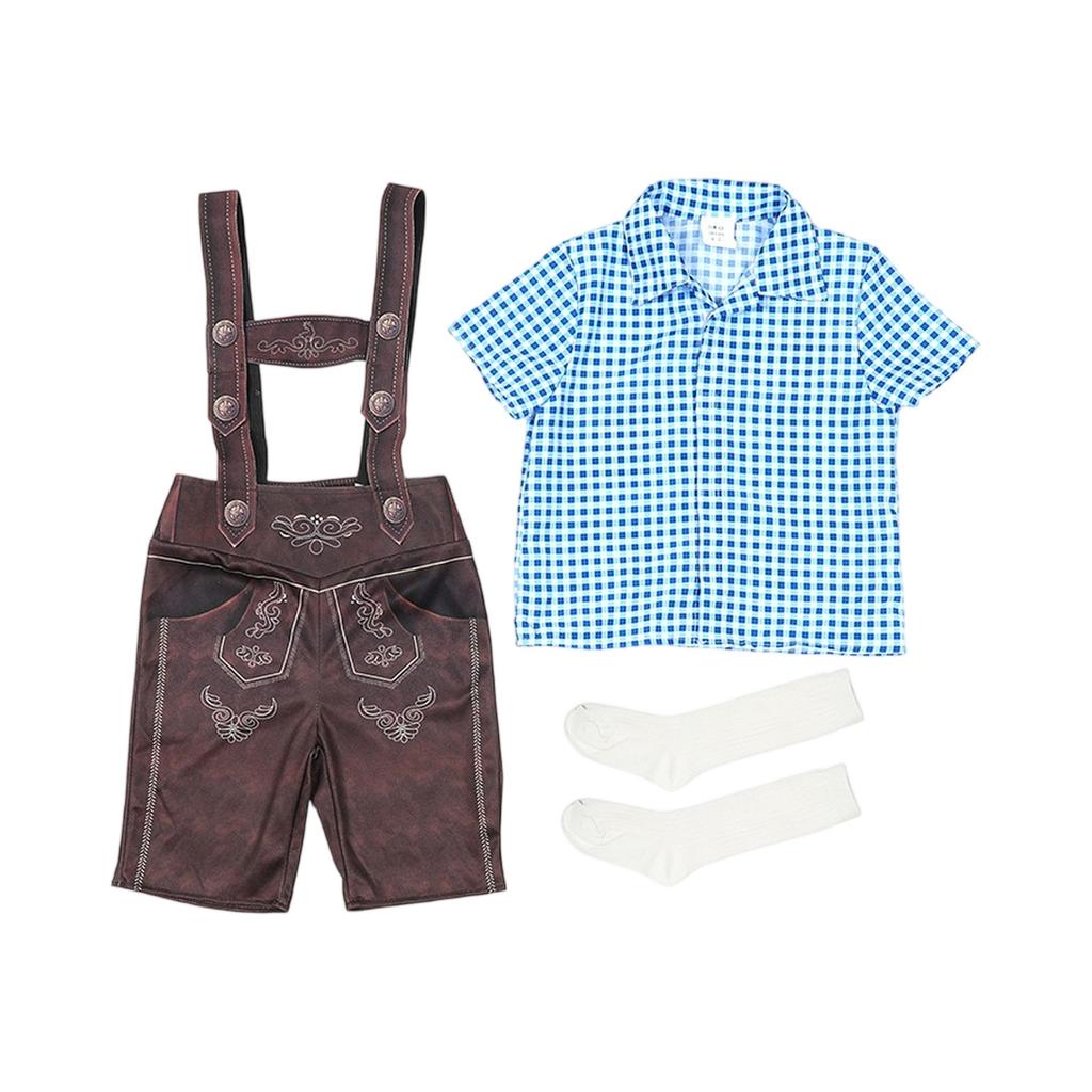 Kids' Checkered Overalls - Folk Festival Performance Outfit