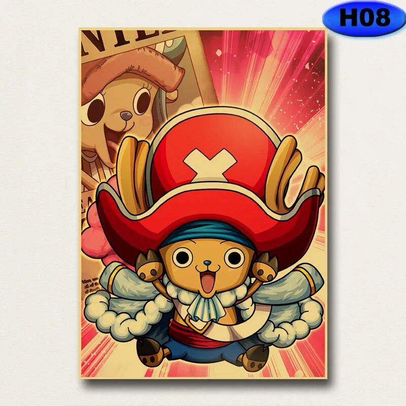 Vintage Anime ONE PIECE Posters Kraft Paper Retro Poster Wall Art Painting Study Home Living Room Bar Decoration Pictures Wall Stickers