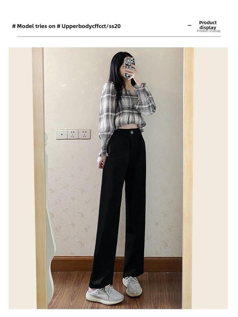 2023 Women's High-Waist Wide-Leg Slim Suit Pants – Stylish Spring/Summer Trousers