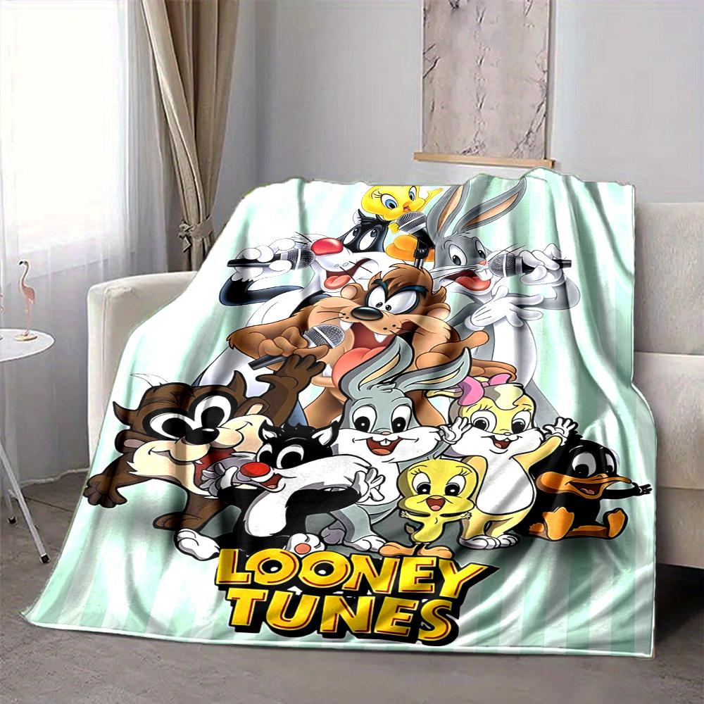 

1pc Looney Tunes Characters Flannel Throw Blanket Lightweight Soft Warm All Season Blanket for Sofa, Bed, Travel,L1029010 80x120cm