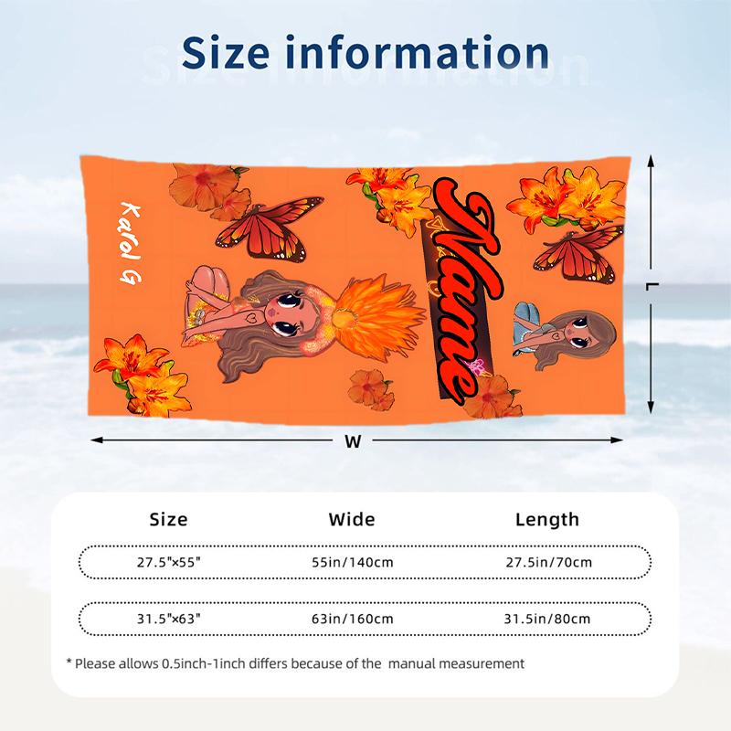 Karol G Custom Name Printed Beach Towel Personalized Soft Towel For Swimming Beach Travel