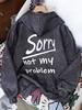 Basic Polyester Hoodie Alphabet Print 100_ Polyester Women Autumn and winter  Comfortable Pullover Crewneck Loose Female Clothes