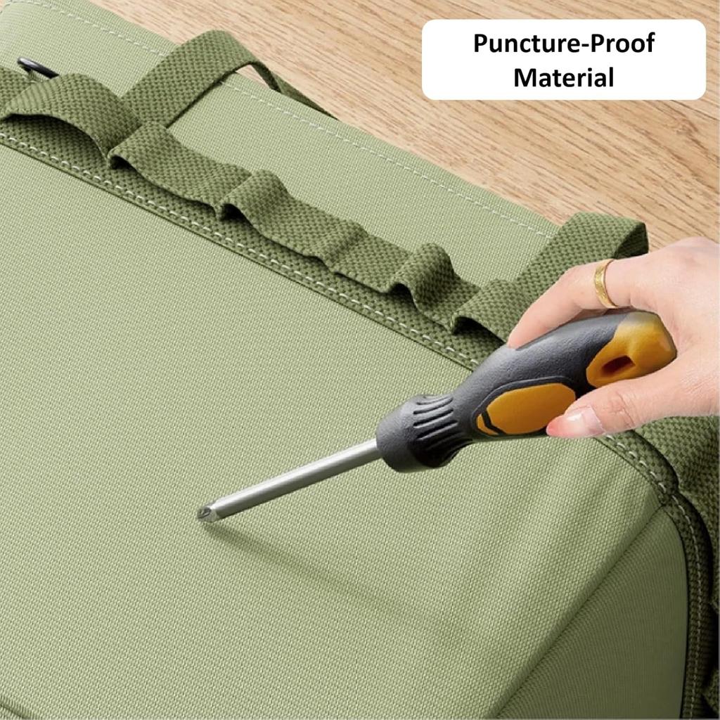 Foldable Tool Storage Box – Thickened Canvas Storage Bag with Hanging Pockets, Waterproof Base, and Steel Frame