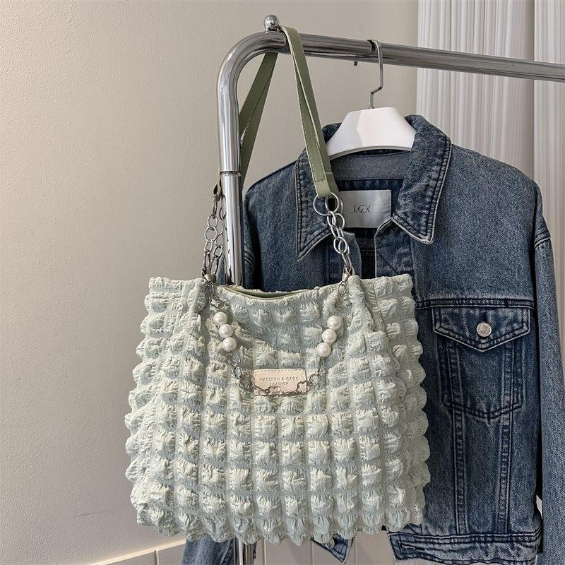 

Large Capacity Korean Style Women s Summer Shoulder Bag Trendy Wrinkled Tote In Various Colors