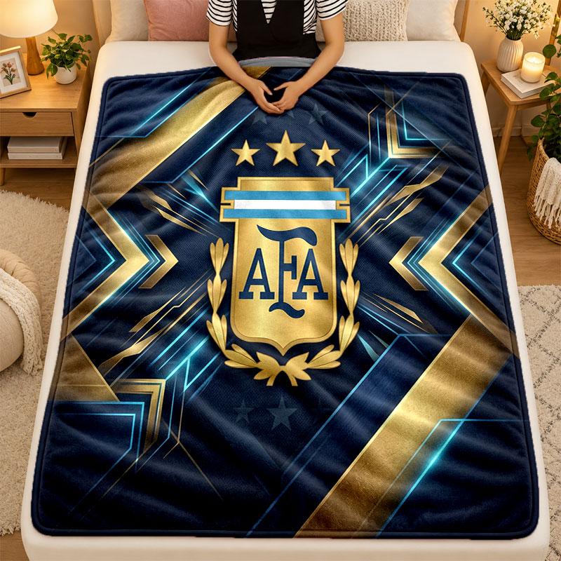 Flannel BlanketArgentina Football Warm Soft Throw Blanket for Indoor Sofa Bed Living Room Use