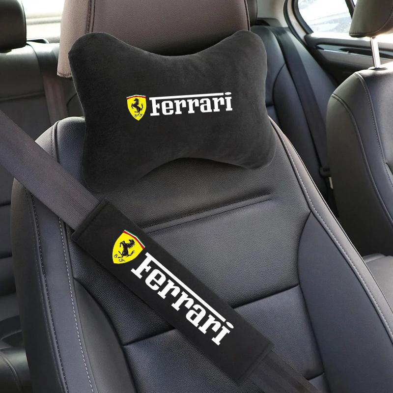 Car Neck Pillow Car Styling Safety Headrest Cover Auto Seat Belt Shoulder Pad For Ferrari Roma 488 Portofino F8 Roma Spider SF90 JG5