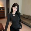 Korean Design Plush Long Sleeve Top - Autumn/Winter Slim Fit Versatile Base Layer for Women