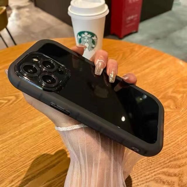 

Ins простой однотонный чехол для iPhone с подушкой безопасности против столкновений, прозрачный мягкий резиновый защитный чехол для Iphone11 12 14 13 Pro Max iPhone 12 чёрный