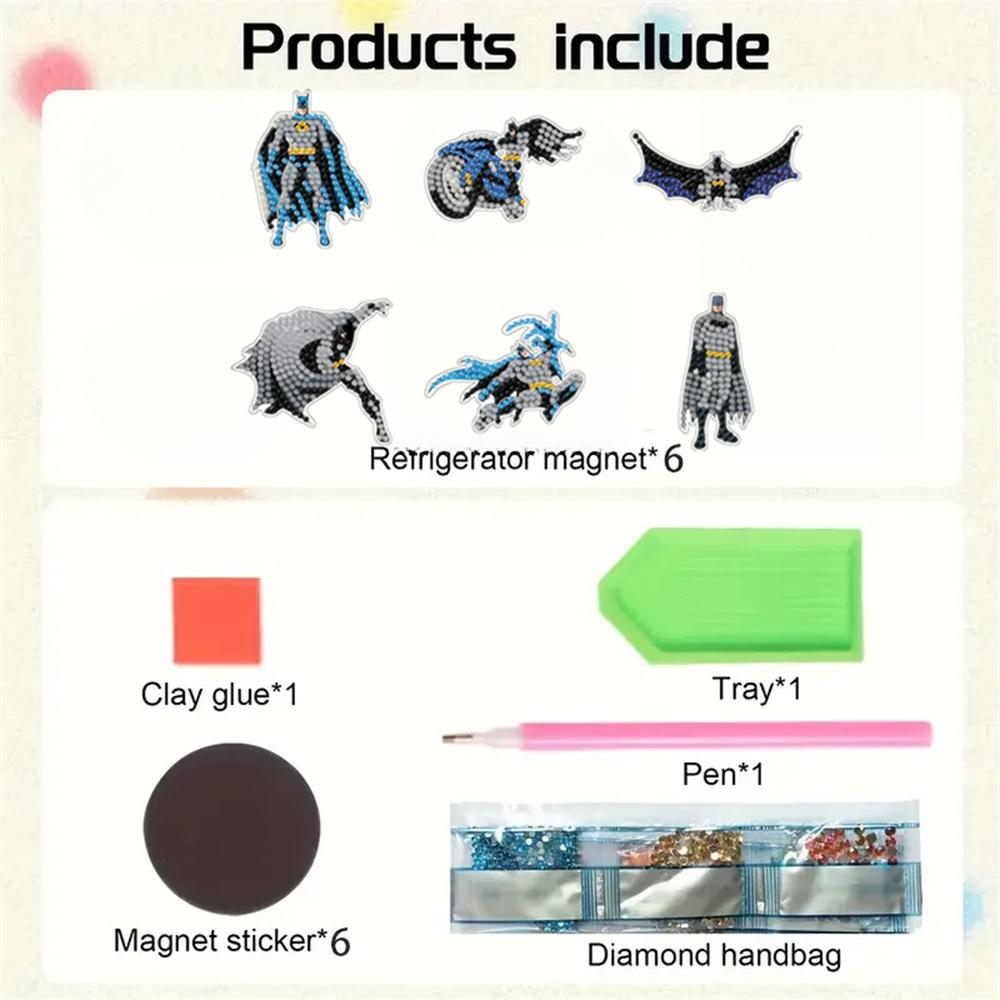 6pcs/Set Urban Hero Series Diamond Painting Magnets for Refrigerator Diamond Art Fridge Magnets for Adults Diamond Art Refrigerator Magnets Kits