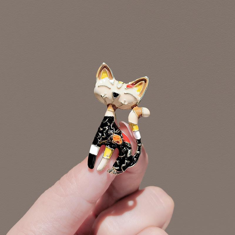 Brož Pin High-End Feminita Japonský a Korejský Retro Černé Kotě Odznak na Límec Doplňky Smysl pro Design Niche Ozdoba na Sako