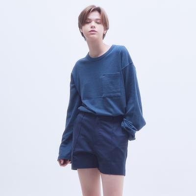 Moseu Pintuck Cotton Shorts_Navy