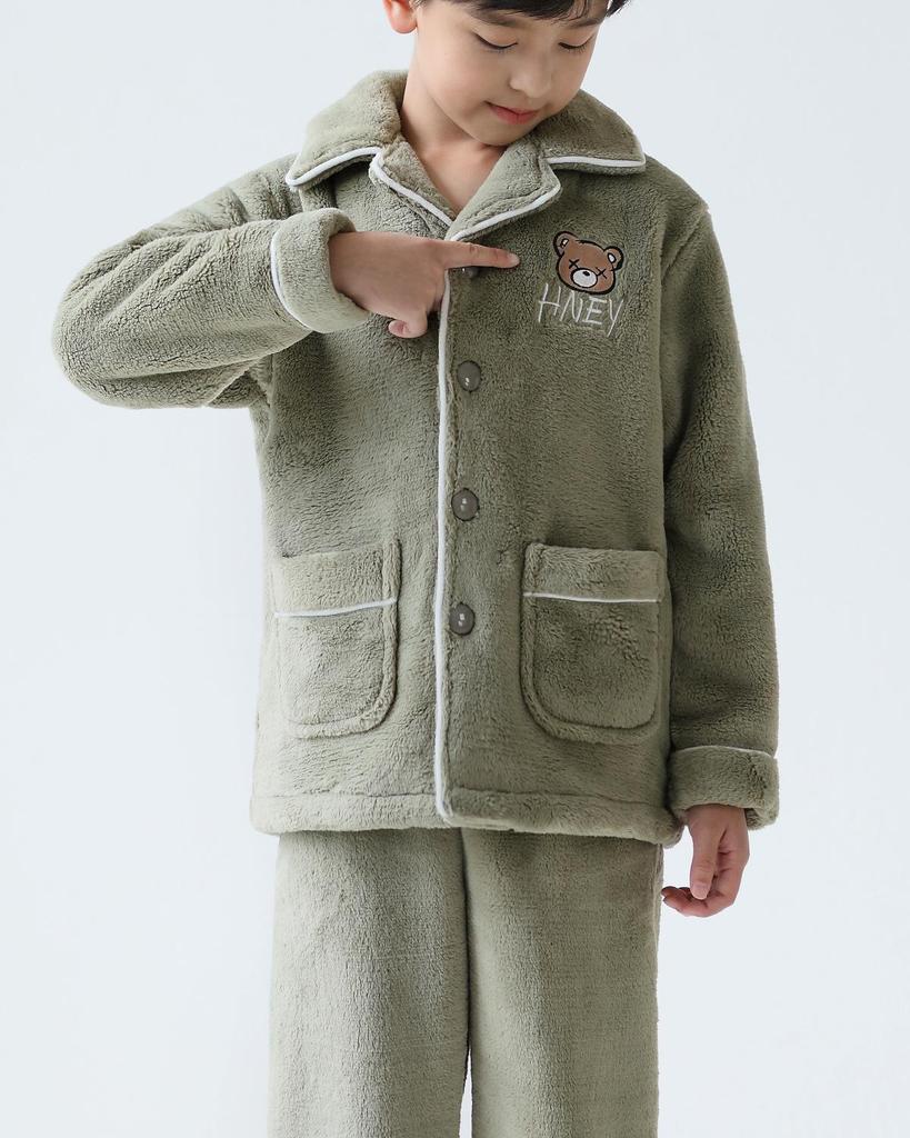 Fall/Winter Boys' Coral Fleece Pajamas: 2025 Thick Flannel Homewear for Kids