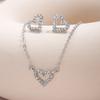 Gold Copper Two Color Women Fashion Peach Heart Studded Diamond Heart Necklace Earrings Bracelet Hollow Heart Shaped Zircon Set