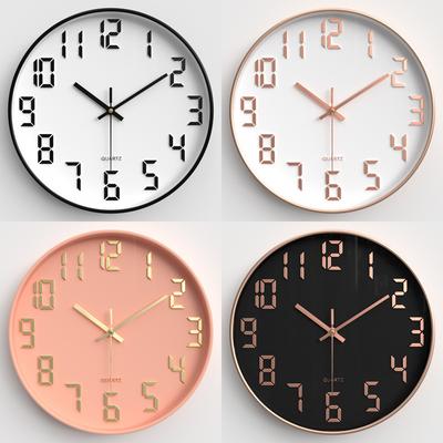 Haushaltsuhren, Wohnzimmer-Wanduhr, Schlafzimmer Stille Wanduhr, Moderne Einfache Runde Quarz-Uhr 12 Zoll 30CM