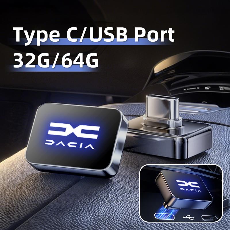 BGV1 Car Stickers Metal USB Type-C Flash Drive Memory Stick Music Saver For Dacia Duster Logan Sandero Lodgy Dokker Stepway Mcv 2