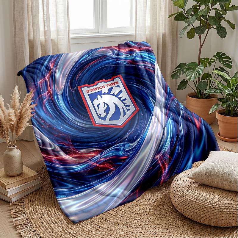 Ipswich Town Football Print Flannel Blanket, Soft Warm Lightweight Throw Blanket for Sofa Bed Camping