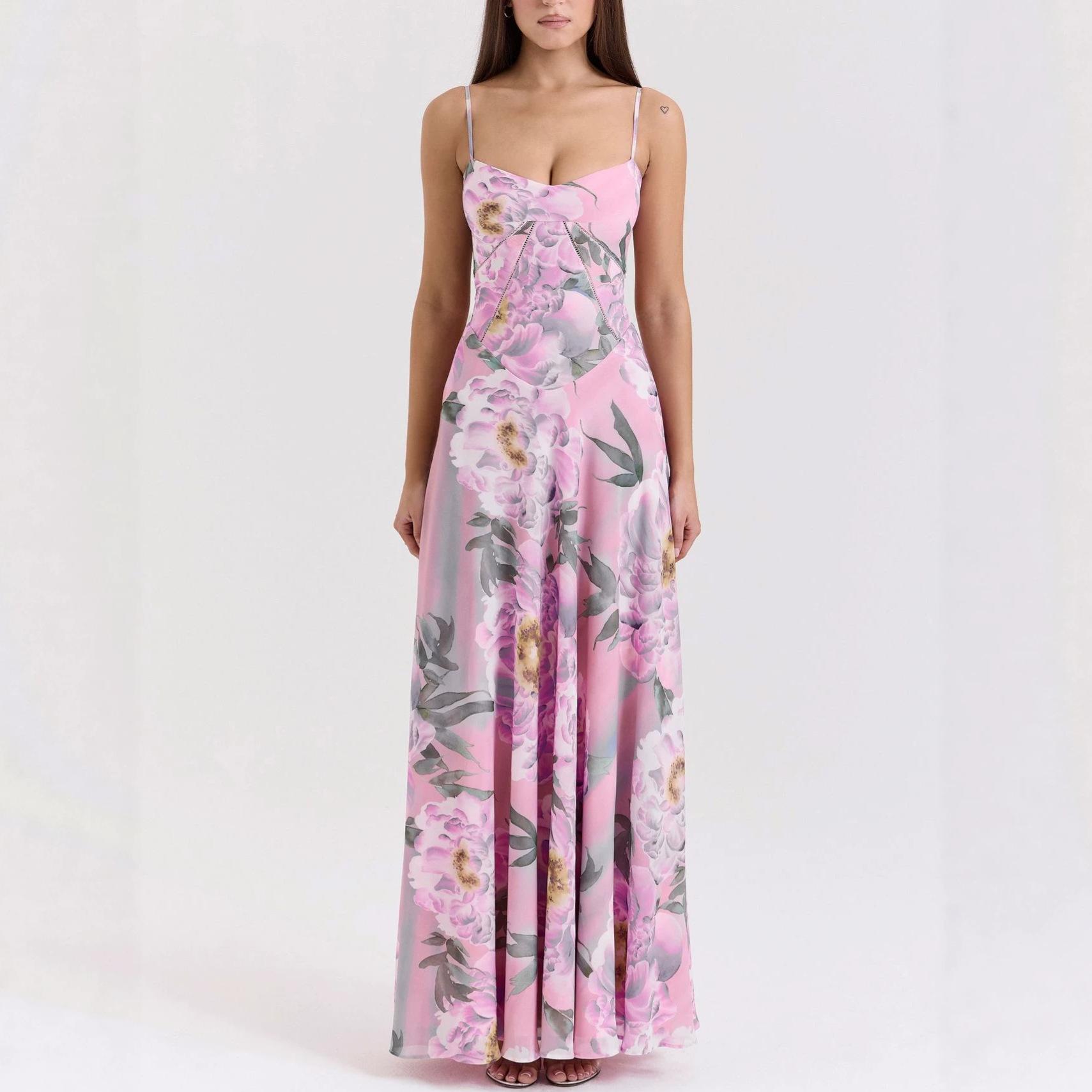 European and American women s clothing new sexy suspender skirt slim backless long dress dress women s summer evening dress S