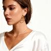 18k Gold Plated Stainless Steel C-Shaped Geometric Earrings with Three Layers - Simple, Niche Design