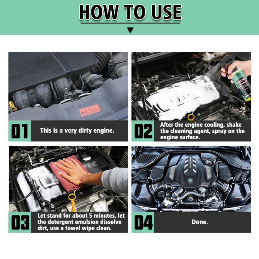 Ryekew Engine Bay Foam Cleaner: No-Wipe Degreaser, Removes Heavy Oil Stains Without Water Wash