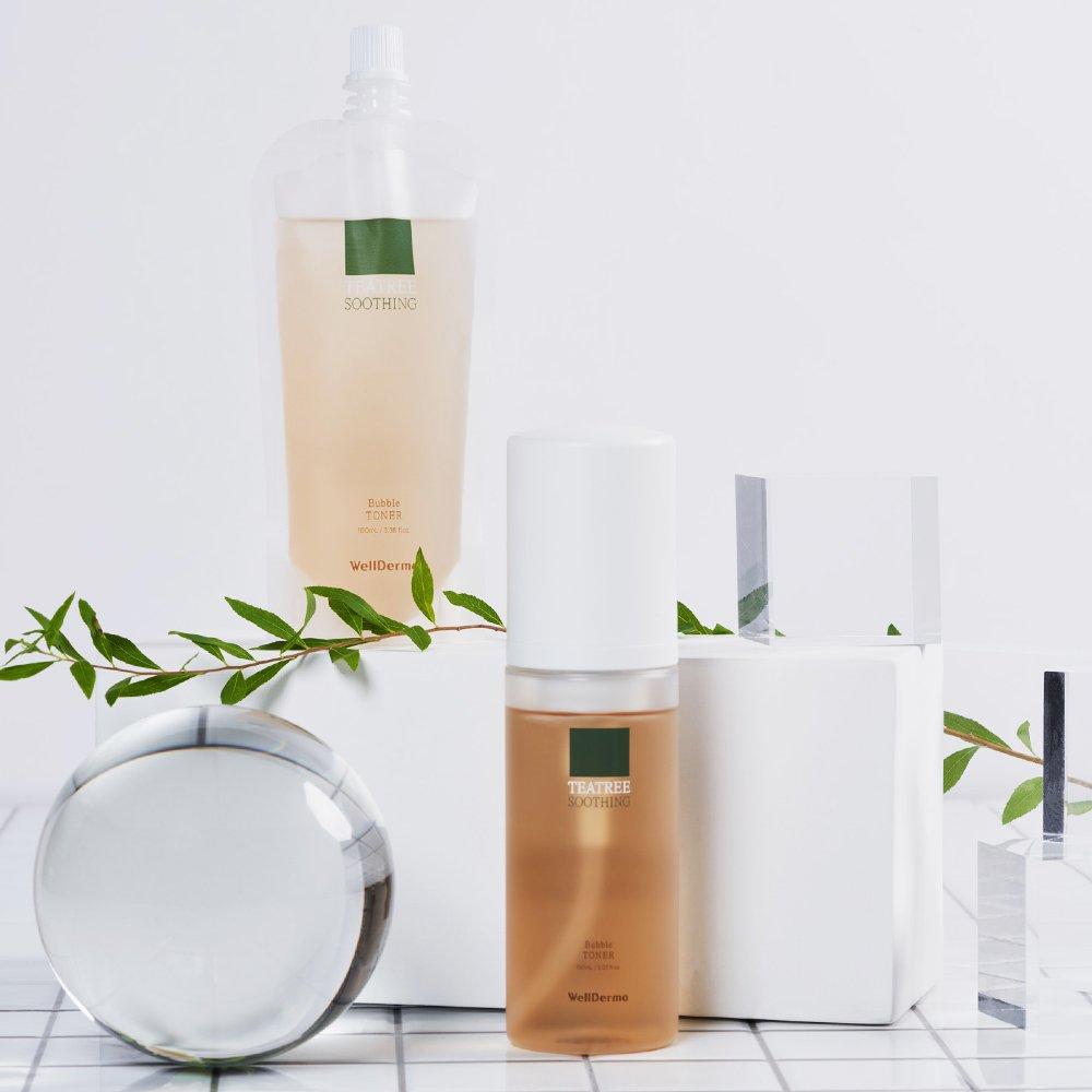 WellDerma Chaiseul Tea Tree Soothing Bubble Toner (main Product 150ml + Refill 100ml)