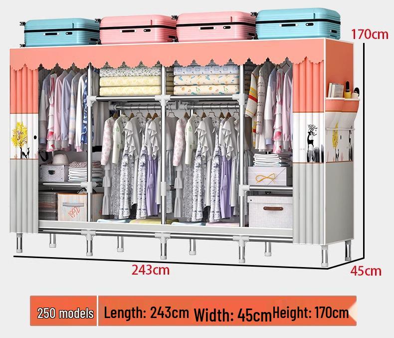 Sturdy All-Steel Cloth Wardrobe: Durable Bedroom Storage Cabinet for Easy Assembly