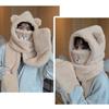 Thickened Plush Women Beanies Caps Cute Bear Ear Ear Protection Caps Hat Scarf Gloves Set  Girls