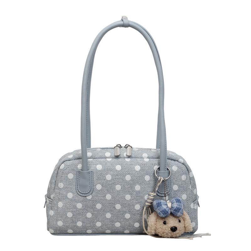 2026 Korean Polka Dot Bowling Handbag: Stylish Single Shoulder Underarm Bag