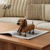 Retro Dog Statue Plaid Scarf Dachshund Figurine with Paw Office Accessories Print Charm Handcrafted Mini Puppy Desktop Decoration Decor
