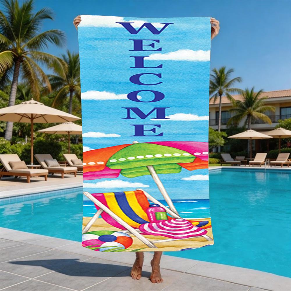Smile Sun Hello Summer Watermelon Daisy Print Beach Towel Pool Towel Summer Holiday Swim Outdoor Picnic Travel Accessory