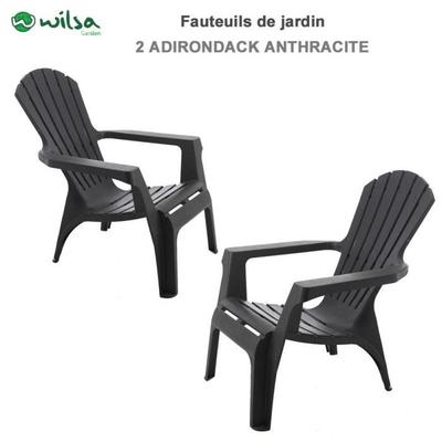 Wilsa Garden Polipropilen Reçine Adirondack Sandalye - Antrasit - 2 Adirondack Sandalye