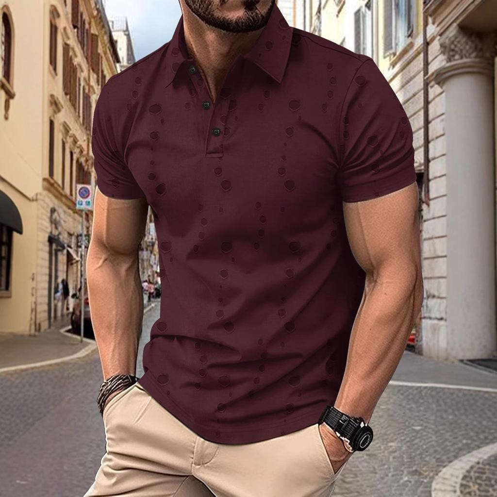 Summer Washing Ripped Craft POLO Shirt Button Men's Sports T Shirt