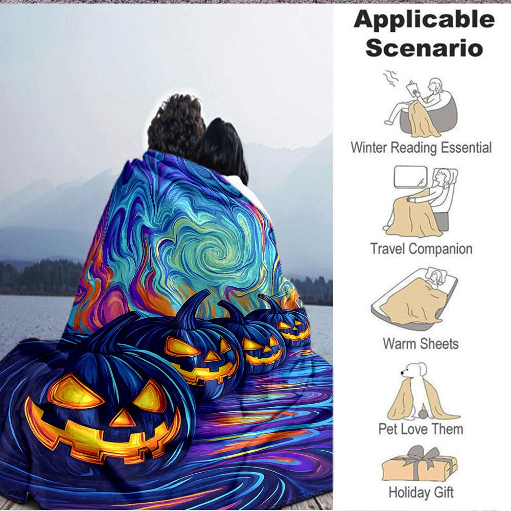 1 Stück Halloween Kürbisse Decke Leichte Flanelldecke Überwurfdecke für Sofa, Bett, Reisen, Camping, Wohnzimmer, Büro yy251015170