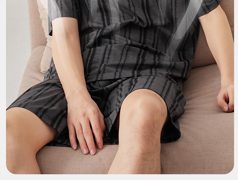 Xuan Liang Men's Sleepwear Summer Thin Modal Cotton Short Sleeved Shorts Casual Outerwear Cool Home Clothing Set
