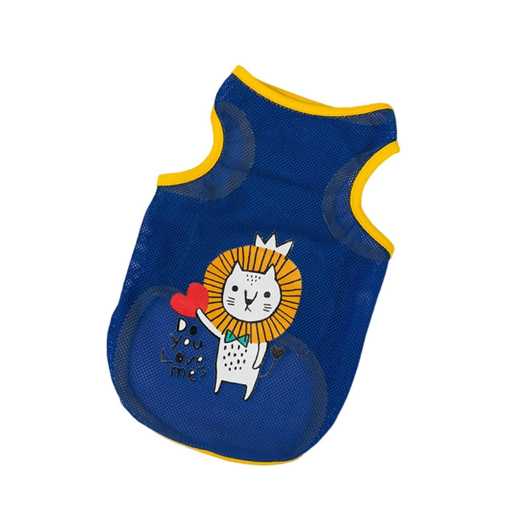 

Cute Summer Pet Vest Breathable Cartoon Dog Clothes Mesh Cool Casual Small Dogs Pullovers for Small Medium Dog XS синий