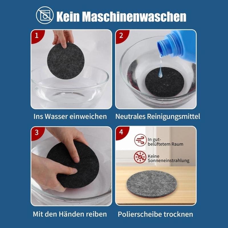 Polishing Attachment 5Inch 125mm Felt Polishing Pad With Adhesive Backing For Random Orbital Sanders