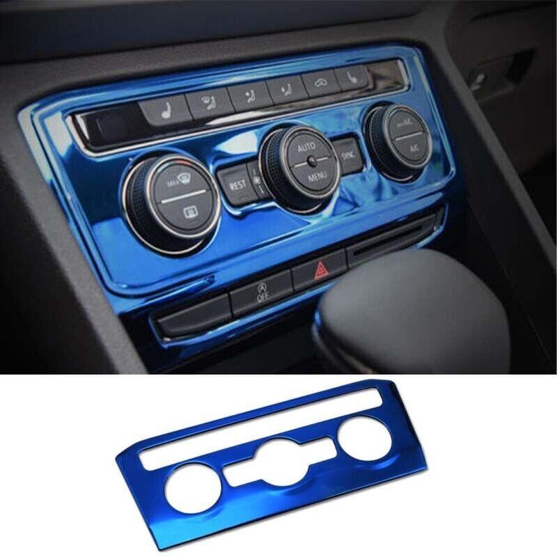 Central Console AC Switch Blue Panel Trim Steel For Volkswagen Tiguan 2017-2021