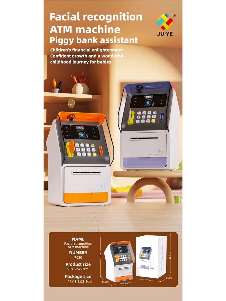 Smart ATM Money Box with Face Recognition and Password, Automatic Coin Loader - Children's Toy Safe