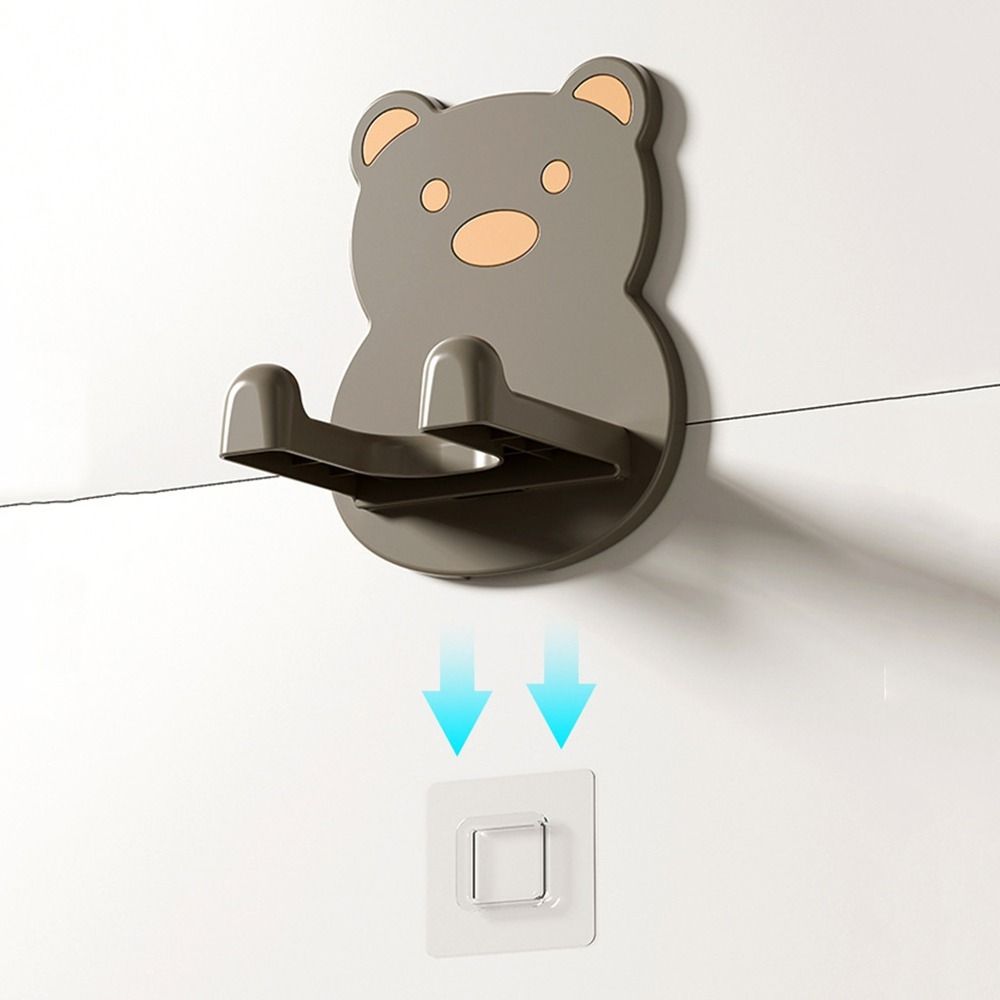 Plastic Cartoon Bear Hair Dryer Holder Self-adhesive Hair Dryer Shelf Bathroom