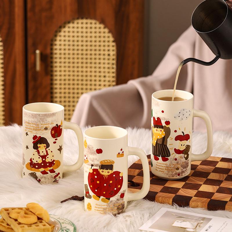 Parent Child Time Straight Cup Cute Water Cup Ceramic Cup Spring Souvenir High Appearance Mug Gift Box Gift