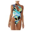 Damen Badeanzug Bikini Print Ärmellos Sexy Badeanzug